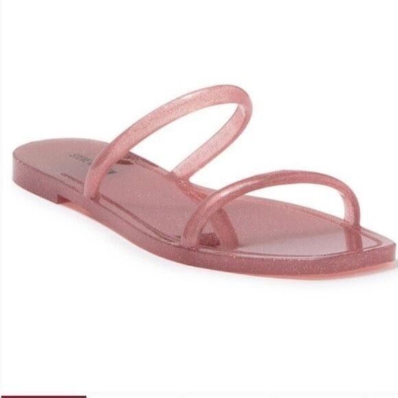 Steve Madden Women’s Pike Pink Glitter Jelly Flat Slide Sandals Size 8 - Picture 1 of 6